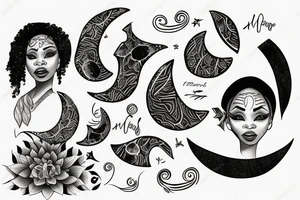 African women with a half moon tattooed on her forehead tattoo idea