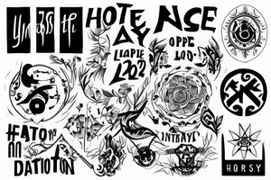 From Hope to Action, Destiny Unfolds
use this as a latin phrase

the date 15 May 2021 in numbers only

 incorporate "Henry Arlo Duran" tattoo idea