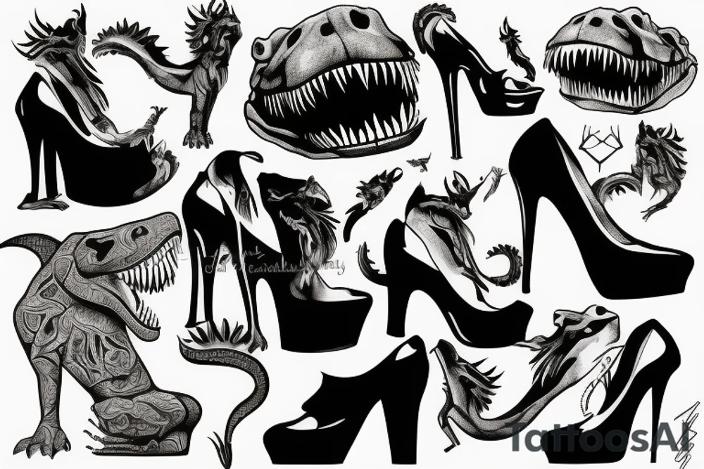 T reX wearing high heel shoes tattoo idea