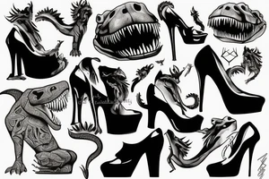 T reX wearing high heel shoes tattoo idea