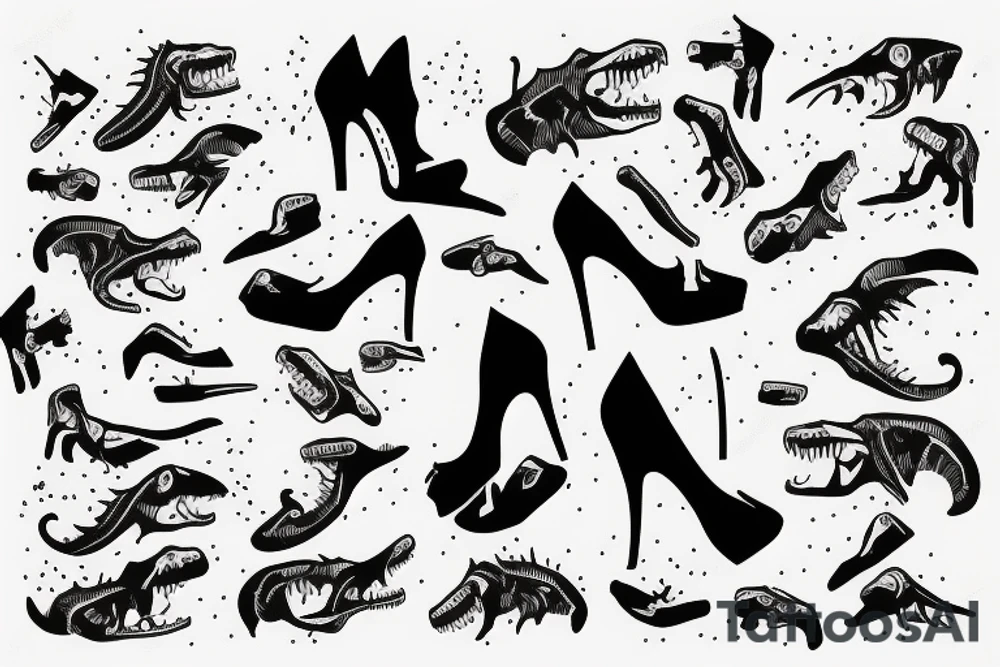 T reX wearing high heel shoes tattoo idea