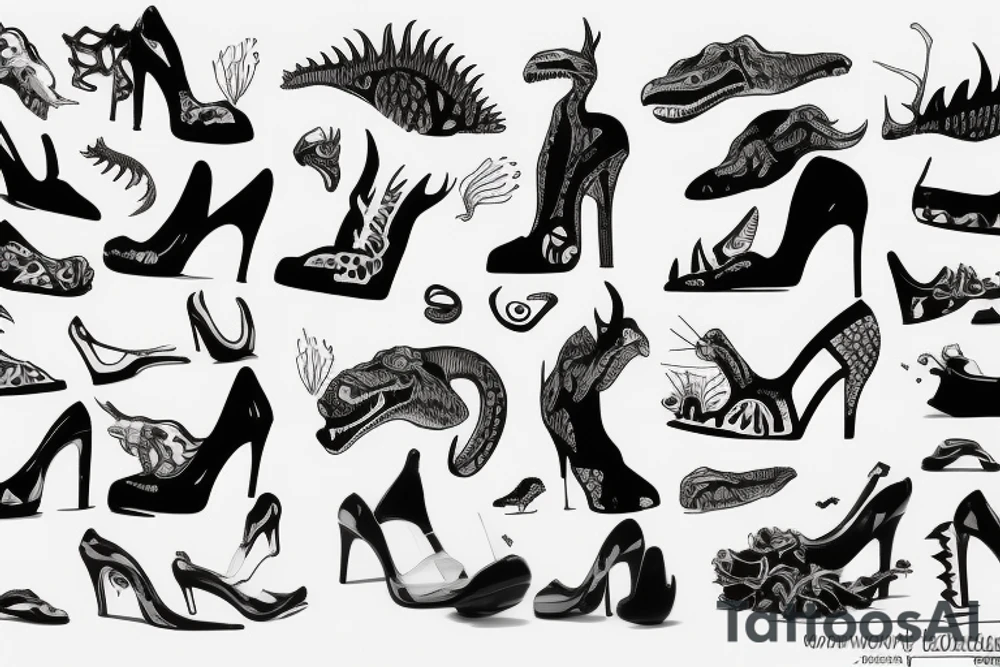 T reX wearing high heel shoes tattoo idea