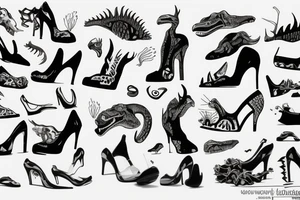 T reX wearing high heel shoes tattoo idea