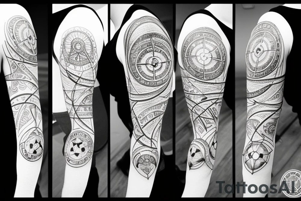 Compass and moon tattoo idea