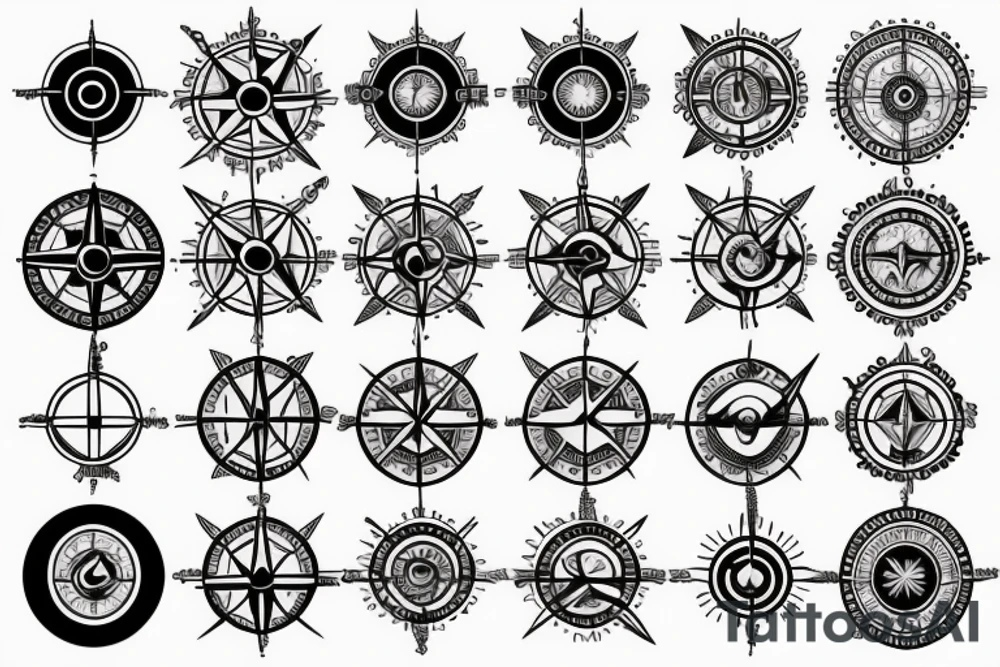 Compass and moon tattoo idea