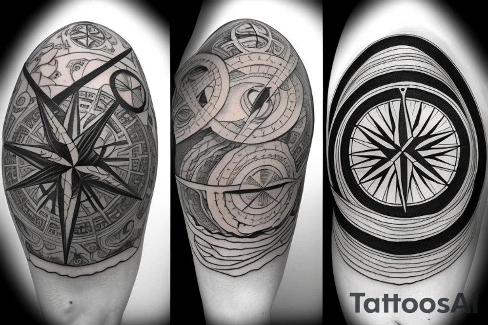 Compass and moon tattoo idea