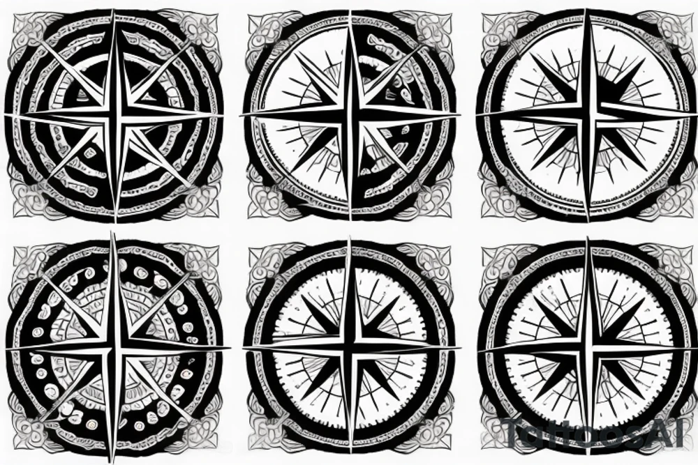 Compass and moon tattoo idea