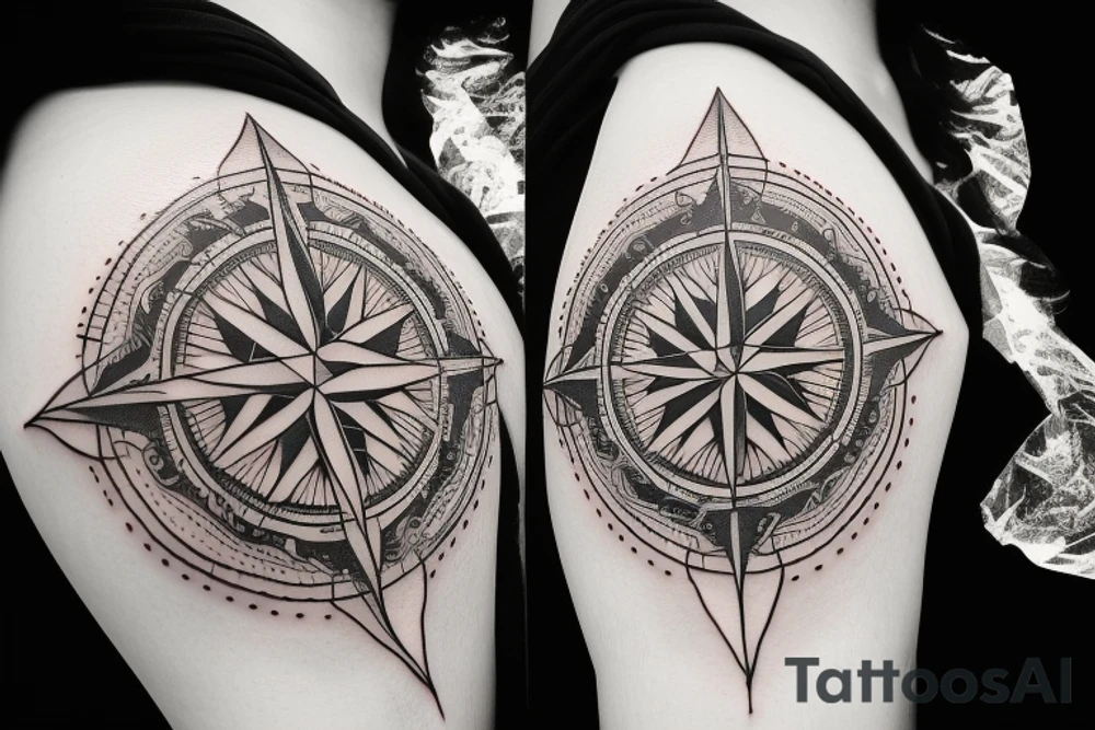 Compass and moon tattoo idea