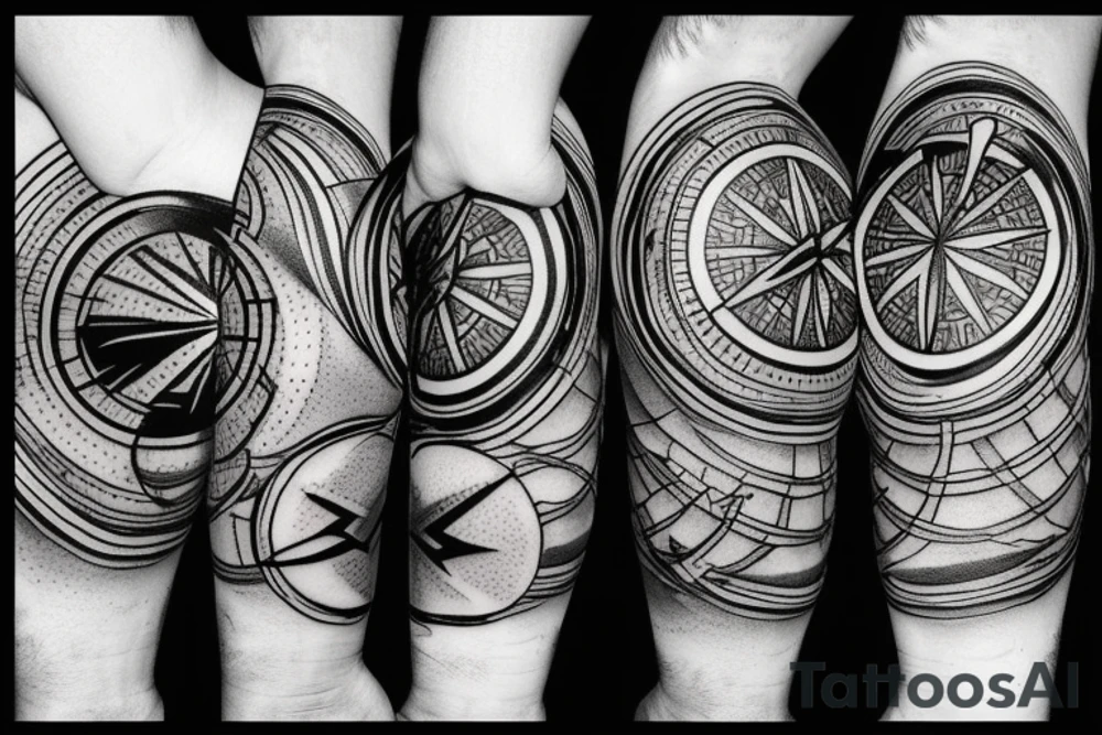 Compass and moon tattoo idea