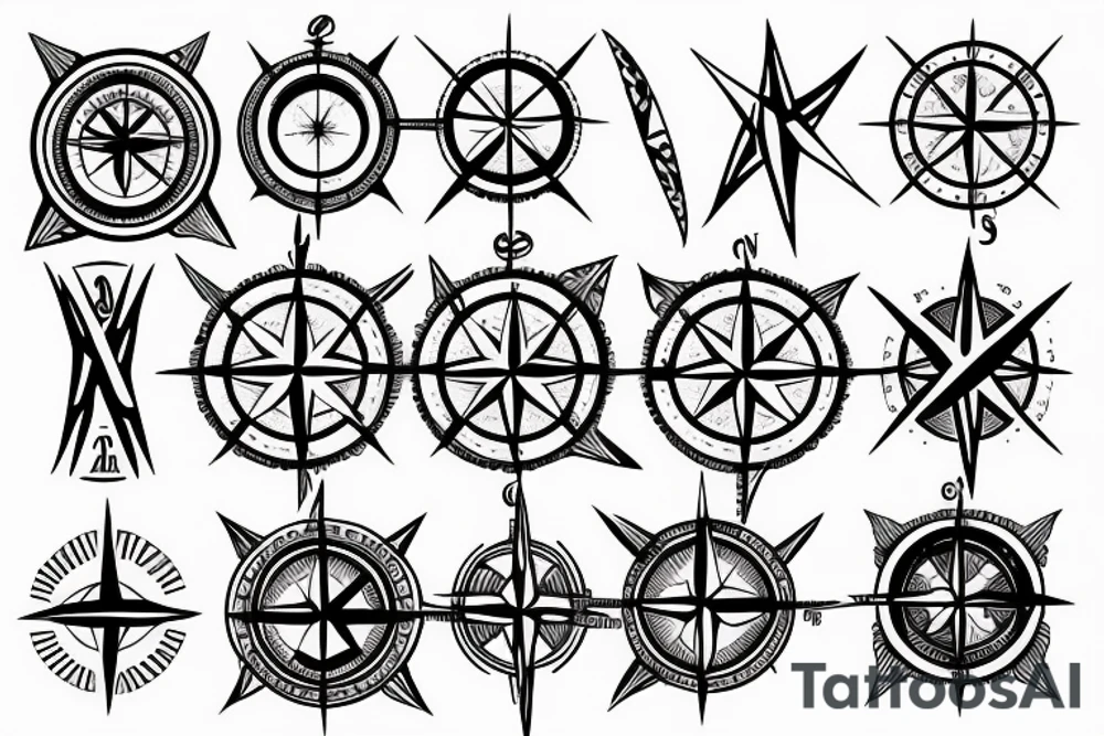 Compass and moon tattoo idea