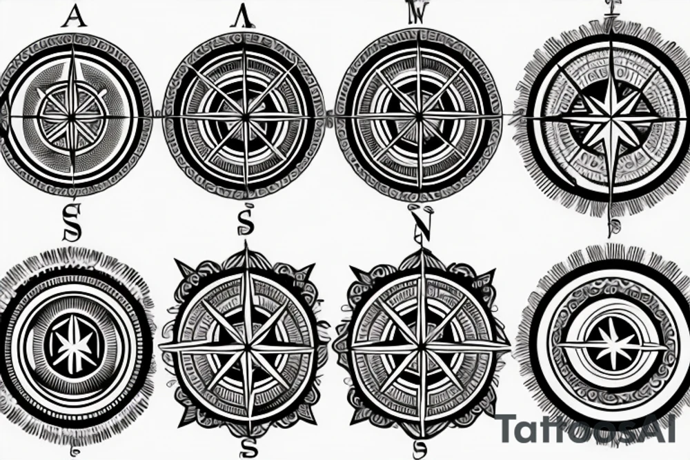 Compass and moon tattoo idea