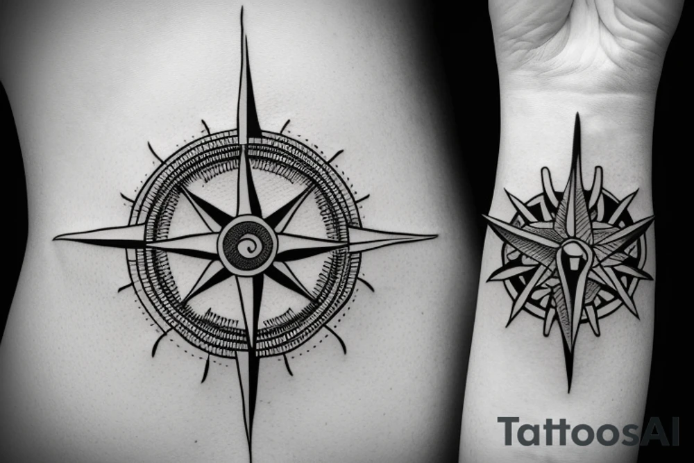 Compass and moon tattoo idea