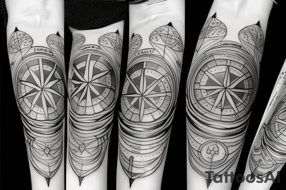 Compass and moon tattoo idea