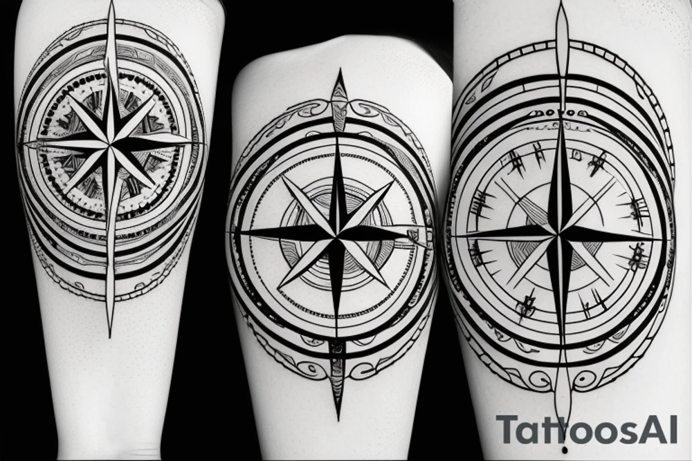 Compass and moon tattoo idea