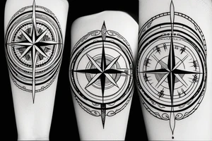 Compass and moon tattoo idea
