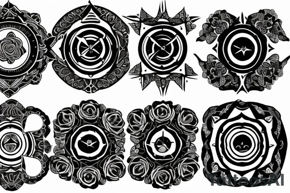 Compass and moon and black rose tattoo idea