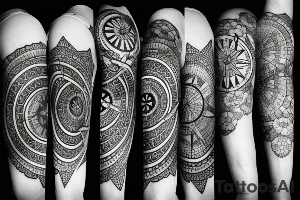 Compass, black rose, moon tattoo idea