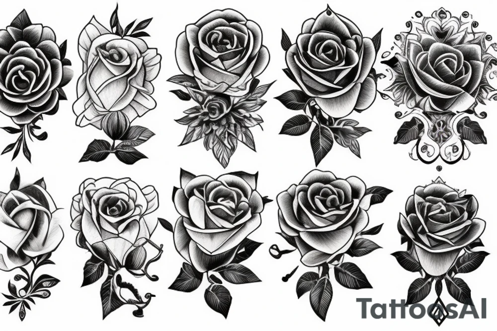Compass, black rose, moon tattoo idea