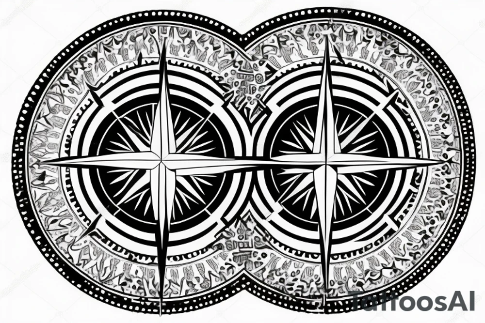 Compass, black rose, moon tattoo idea
