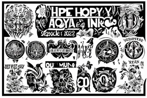 From Hope to Action, Destiny Unfolds
use this as a latin phrase

the date 15 May 2021 in numbers only

 incorporate "Henry Arlo Duran" tattoo idea