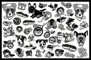 Cachorro andando de bicicleta tattoo idea