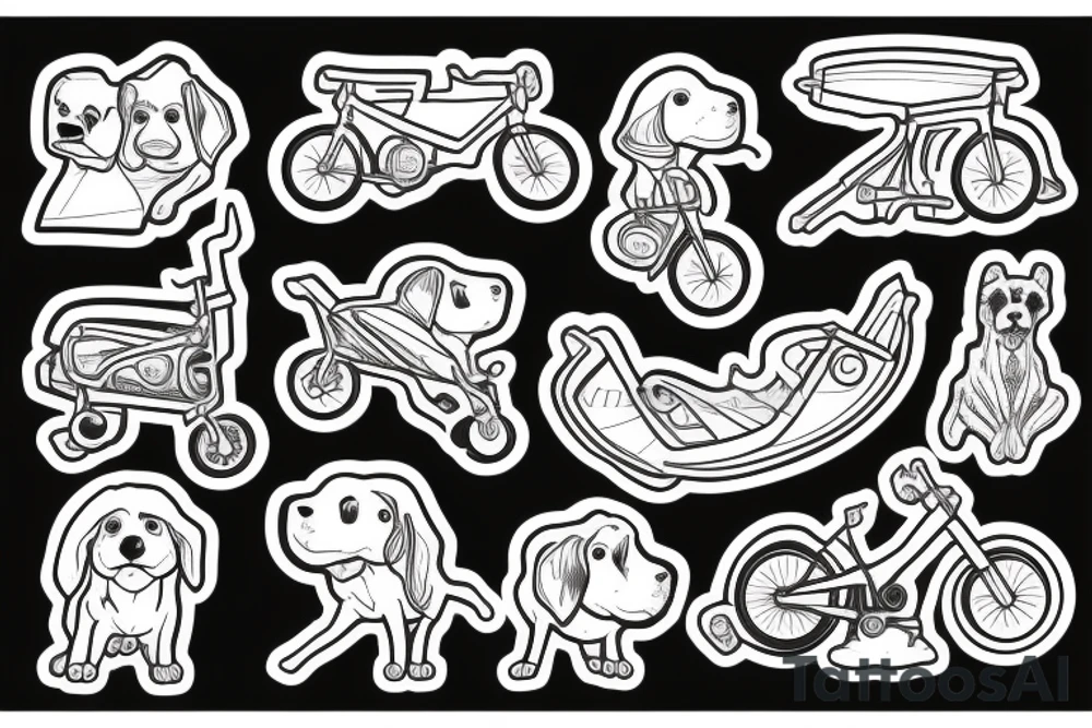 Cachorro andando de bicicleta tattoo idea