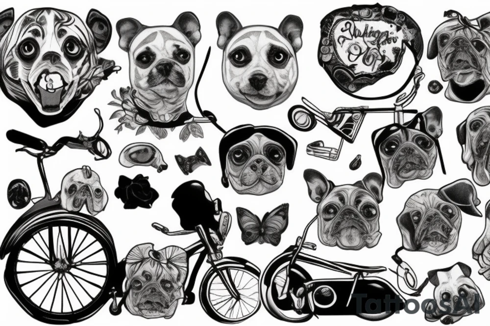 Cachorro andando de bicicleta tattoo idea
