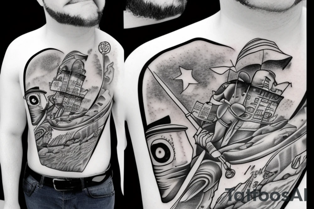 Golfinho andando na rua de terno tattoo idea