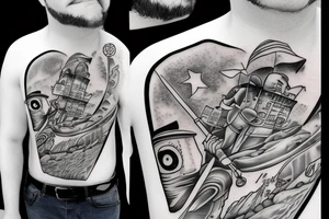 Golfinho andando na rua de terno tattoo idea