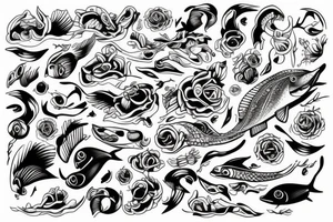 Peixe vermelho com chapéu de palhaço tattoo idea