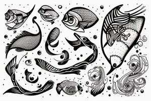 Peixe vermelho com chapéu de palhaço tattoo idea