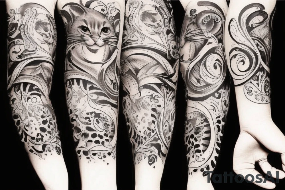 Gato preto e branco tattoo idea