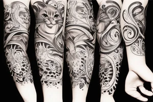 Gato preto e branco tattoo idea