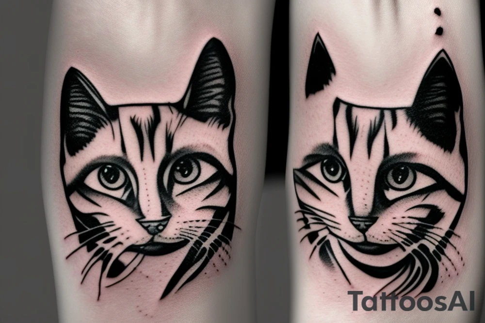 Gato preto e branco tattoo idea