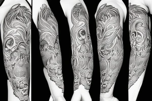 phoenix and skull sleeve tattoo idea