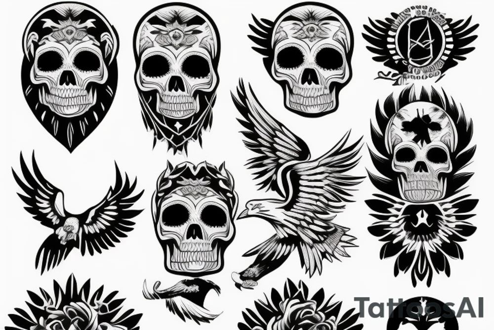 skull and eagle tattoo idea
