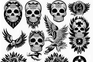 skull and eagle tattoo idea