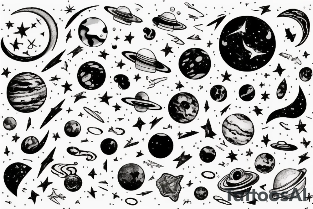 Planets and Constellations tattoo idea
