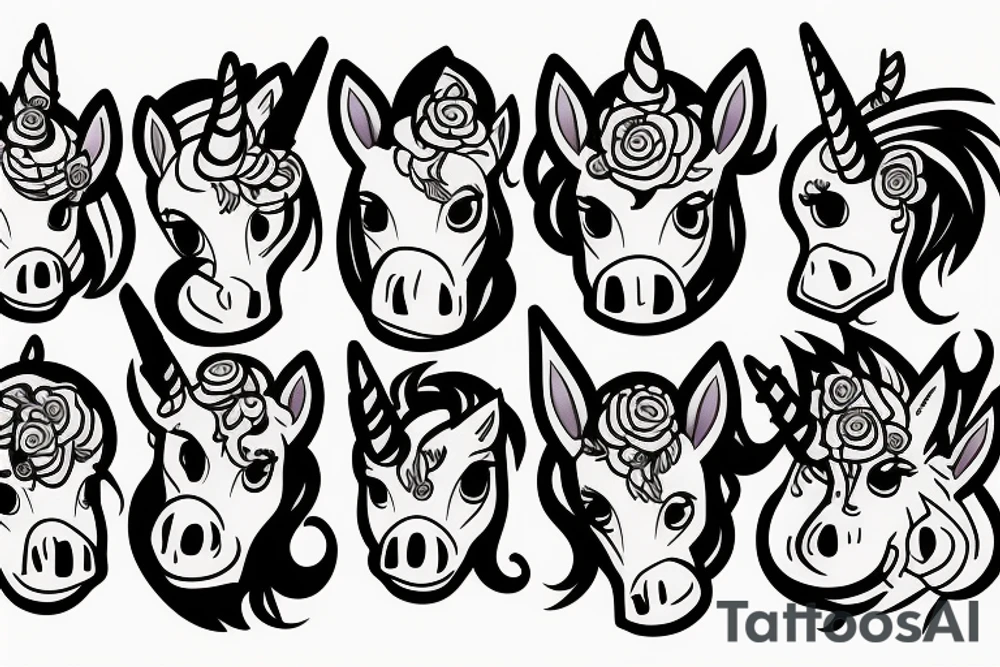 Heads of unicorns tattoo idea