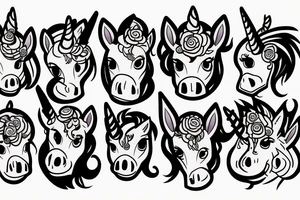 Heads of unicorns tattoo idea