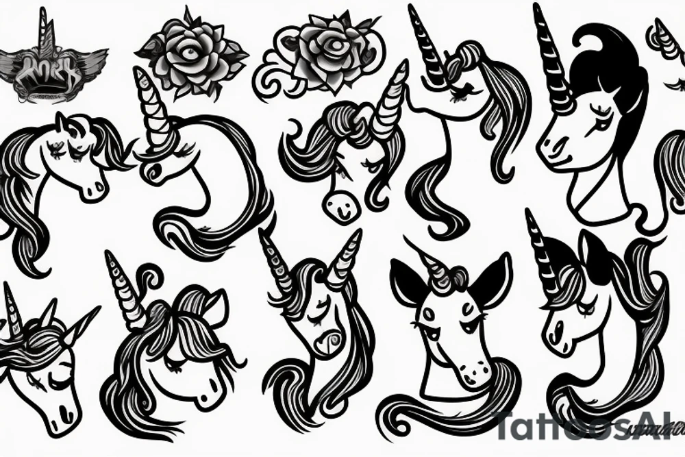 Heads of unicorns tattoo idea