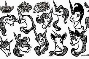 Heads of unicorns tattoo idea