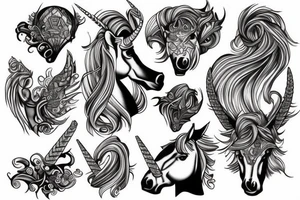 Heads of unicorns tattoo idea