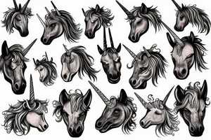 Heads of unicorns tattoo idea