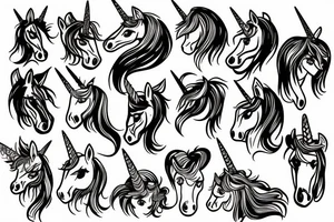 Heads of unicorns tattoo idea