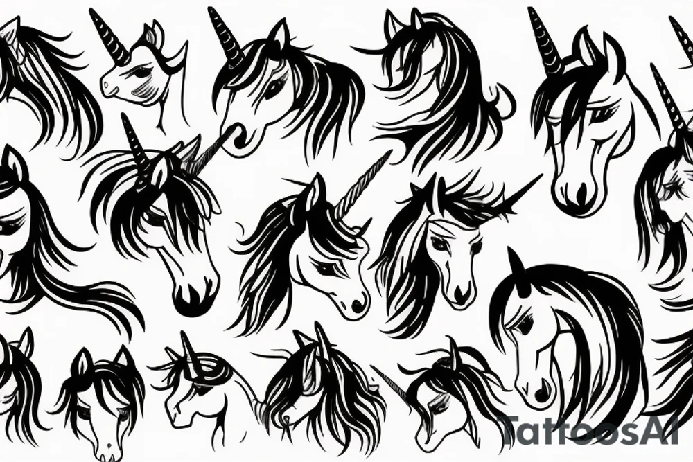 Heads of unicorns tattoo idea