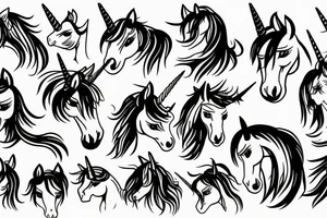 Heads of unicorns tattoo idea
