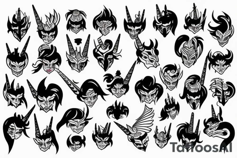 Heads of unicorns tattoo idea