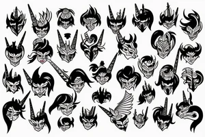 Heads of unicorns tattoo idea