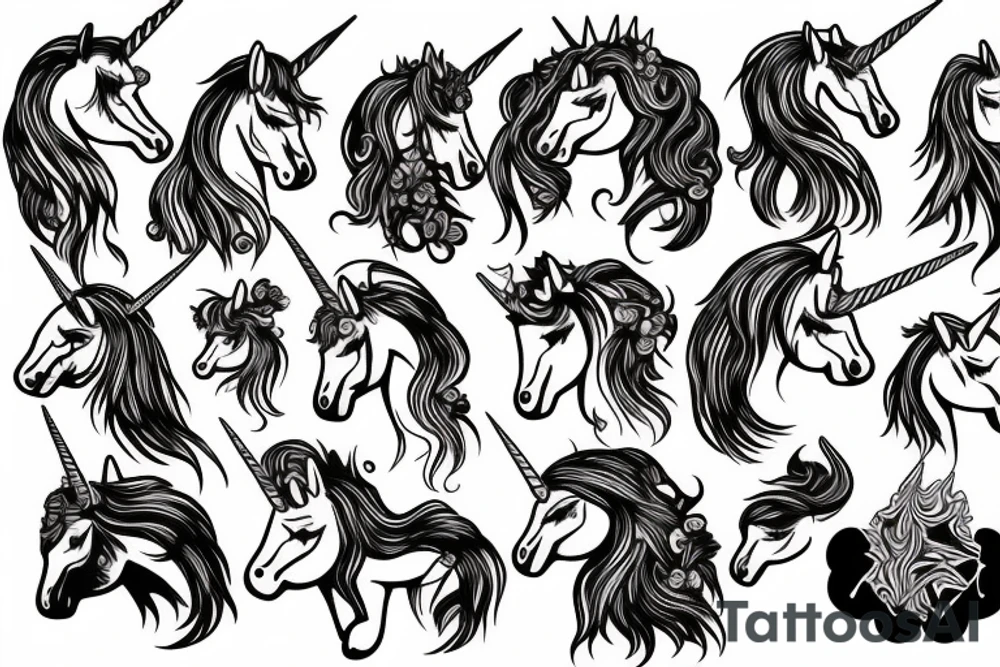 Heads of unicorns tattoo idea